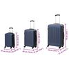 vidaXL Suitcase Set with Lock 3 pcs Dark blue 50 x 31 x 78 cm