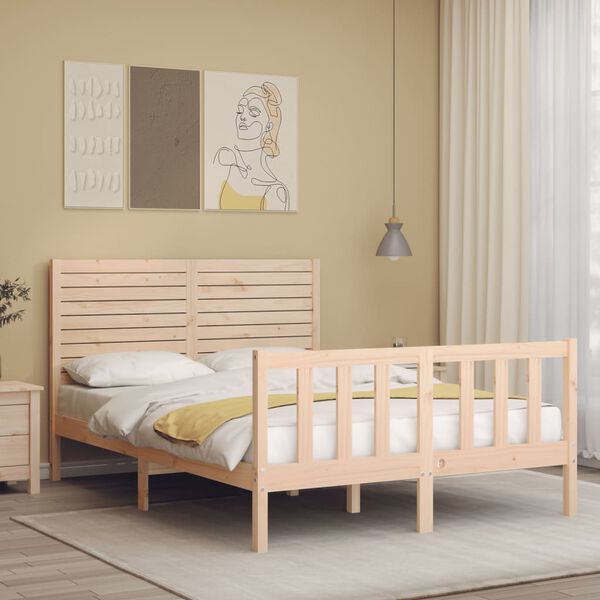 vidaXL Bed Frame without Mattress Small Double Solid Wood Pine