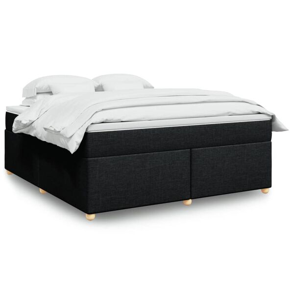 vidaXL Box Spring Bed with Mattress Black 180x200 cm Fabric