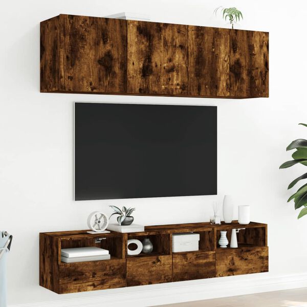 vidaXL TV Wall Cabinet Smoked Oak 40x30x30 cm Engineered Wood