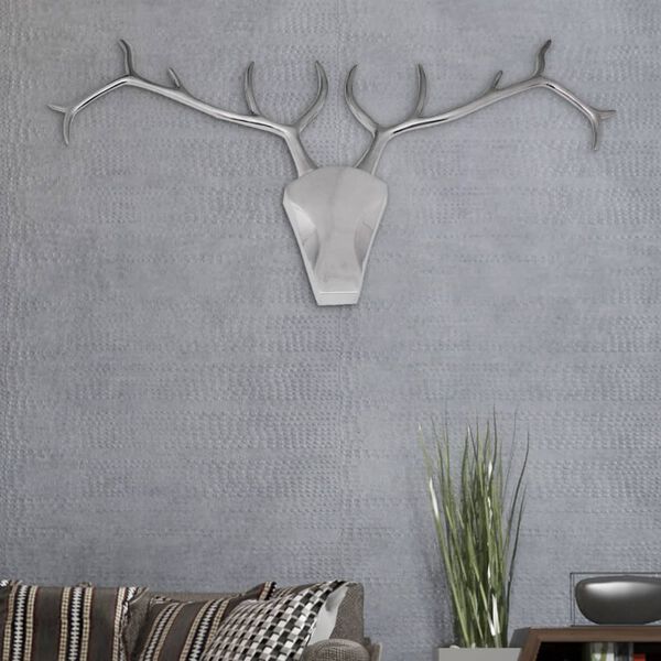 vidaXL Deer Head Decoration Wall-Mounted Aluminium Silver