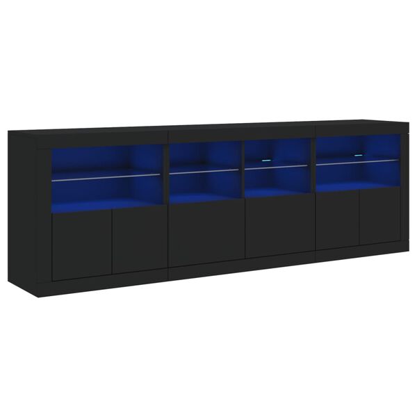 vidaXL Sideboard with LED Lights Black 202x37x67 cm