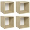 vidaXL 4 Piece TV Cabinet Set White and Sonoma Oak 37x35x37 cm Engineered Wood