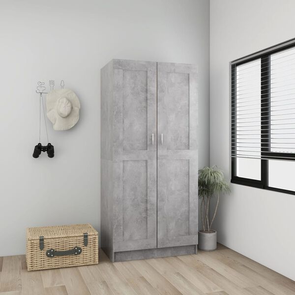 vidaXL Wardrobe Concrete Grey 82.5x51.5x180 cm Engineered Wood