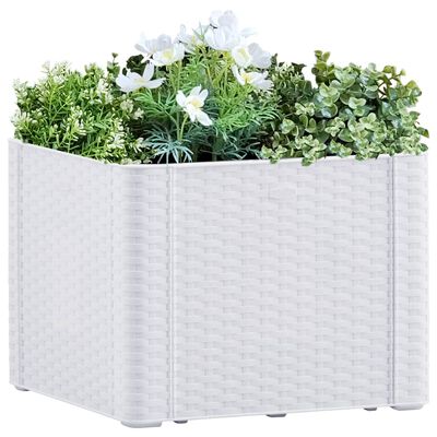 vidaXL Garden Raised Bed with Self Watering System White 43x43x33 cm