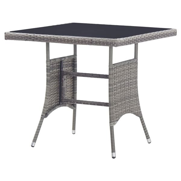 vidaXL Garden Table Grey 80x80x74 cm Poly Rattan
