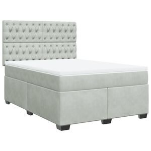 vidaXL Box Spring Bed with Mattress Light Grey 140x190 cm Velvet