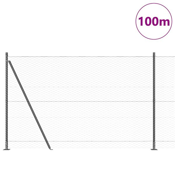 vidaXL Fence Post Grey 100 x 1.5 m (36 mm mesh) Steel and PVC