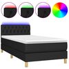 vidaXL Box Spring Bed with Mattress&LED Black 90x190cm Fabric