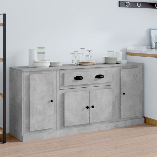 vidaXL Sideboards 3 pcs Concrete Grey Engineered Wood
