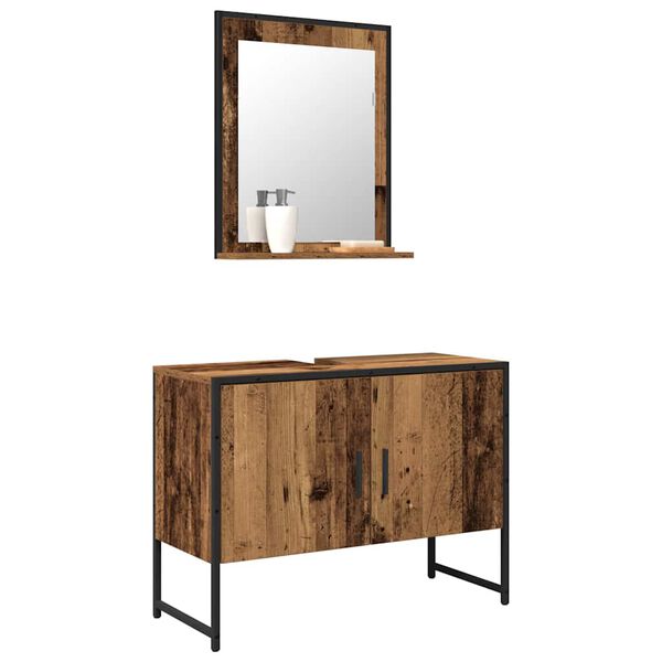 vidaXL Bathroom Furniture Set Wall-mounted 2 pcs Brown Engineered wood