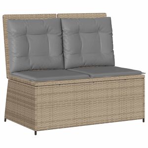 vidaXL Garden Bench with Cushion Beige Poly rattan