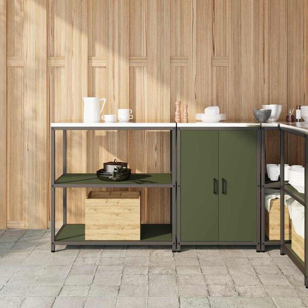 vidaXL Kitchen Storage Set 2 pcs Olive Green Cold-rolled Steel