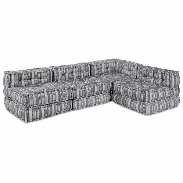 vidaXL Modular Sofa 4 pcs Grey Print Fabric