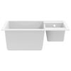 vidaXL Kitchen Sink with Overflow Hole Double Basins White Granite