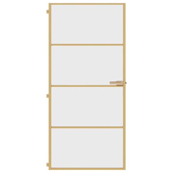 vidaXL Interior Door Slim Golden 93x201.5 cm Tempered Glass and Aluminium