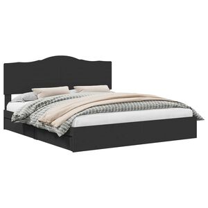 vidaXL Storage Bed with Headboard Black 200 x 200 cm Engineered Wood