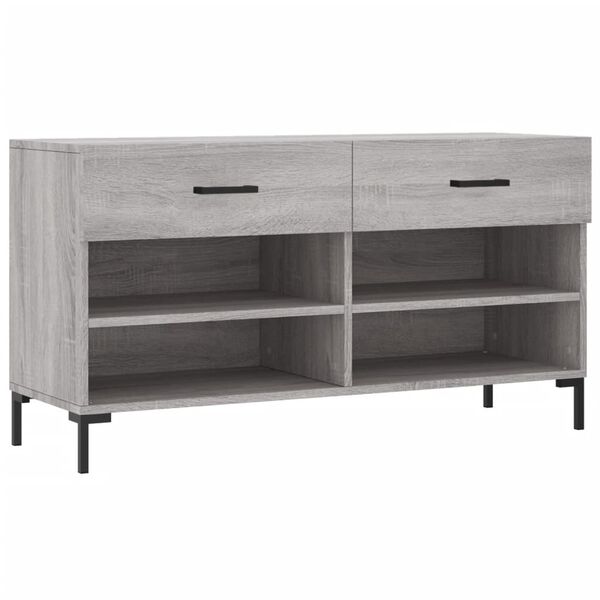 vidaXL Shoe Bench Grey Sonoma 102x35x55 cm Engineered Wood