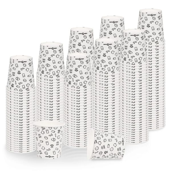 vidaXL Coffee Paper Cups 200 ml 500 pcs White and Black