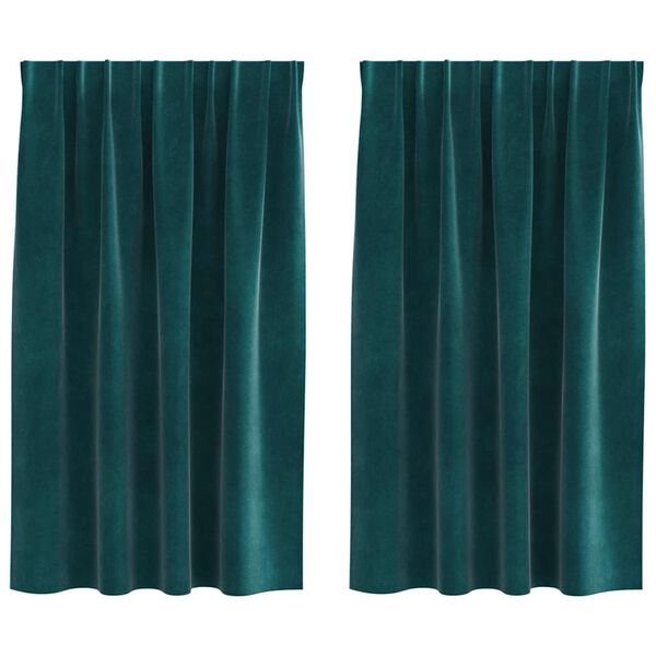 vidaXL Curtains with Curtains 2 pcs Dark green 140 x 140 cm Velvet