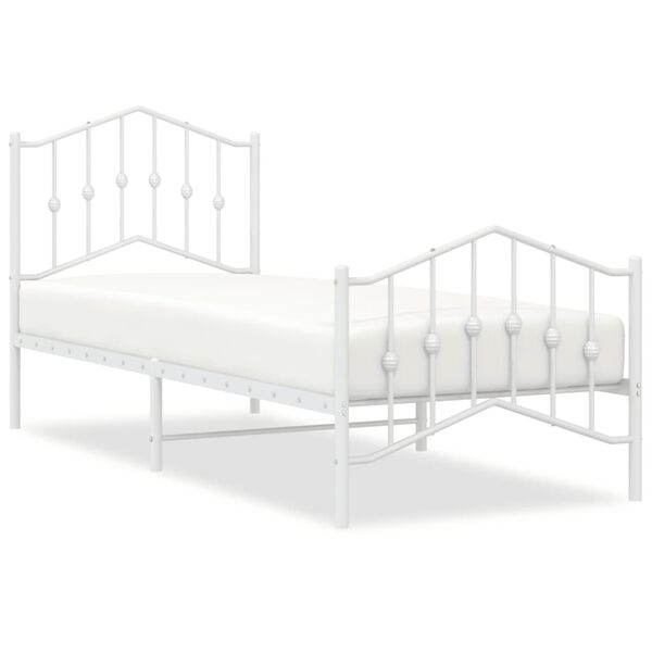 vidaXL Metal Bed Frame without Mattress with Footboard&nbsp;White 80x200cm