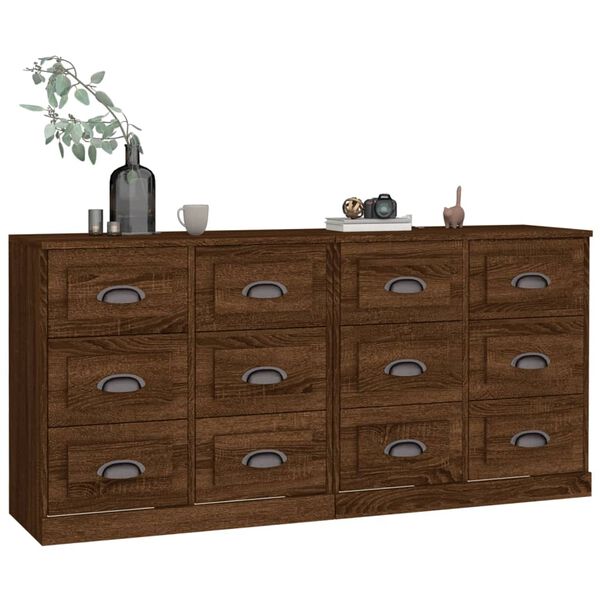 vidaXL Sideboards 2 pcs Brown Oak Engineered Wood