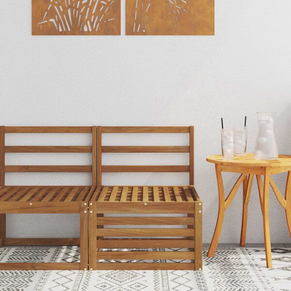 vidaXL Outdoor Middle Sofa Solid Acacia Wood Natural 59 x 63 x 73 cm