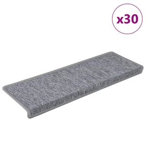 vidaXL Stair Mats 30 pcs 65x21x4 cm Light Grey Rectangular Edge