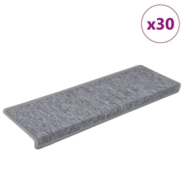 vidaXL Stair Mats 30 pcs 65x21x4 cm Light Grey Rectangular Edge