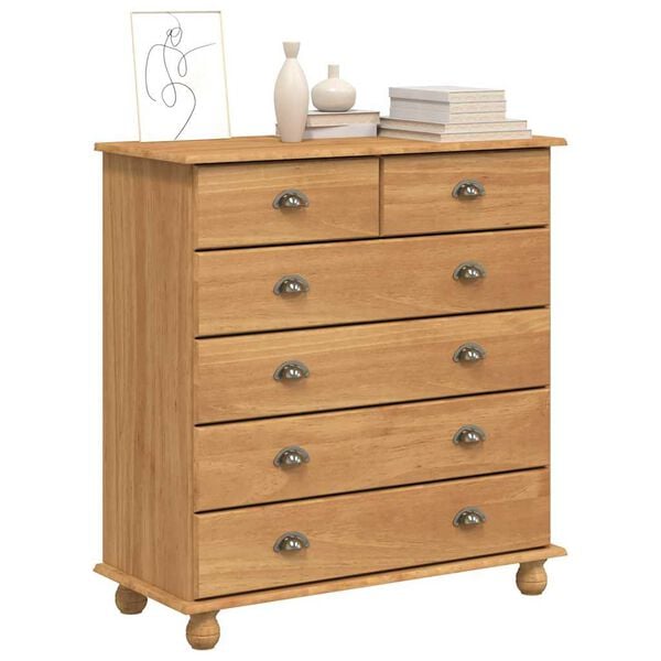 vidaXL Chest of Drawer ASKIM Brown 91 x 40 x 95.5 cm Solid Pine Wood