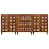 vidaXL Sideboard 3 pcs Walnut 60 x 33.5 x 75 cm Solid Mango Wood