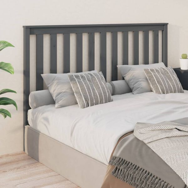 vidaXL Bed Headboard Grey 166x6x101 cm Solid Wood Pine