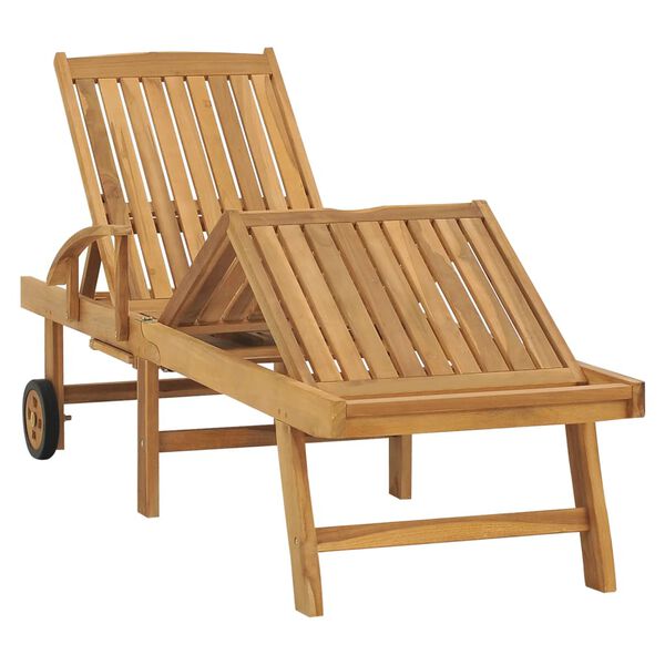 vidaXL Sun Lounger with Table Solid Teak Wood