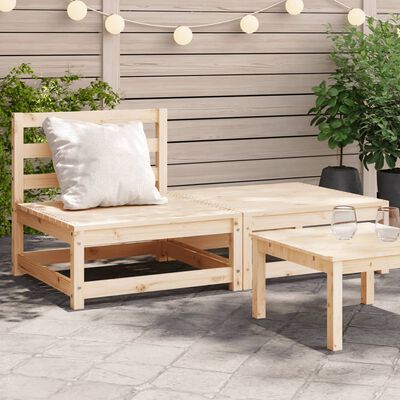 vidaXL Garden Sofa Armless with Footstool Solid Wood Pine