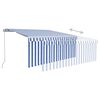 vidaXL Manual Retractable Awning with Blind&LED 3x2.5m Blue&White
