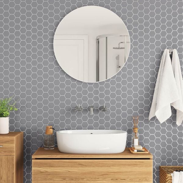 vidaXL Hexagon Tile 20 pcs Grey 30 x 30 cm Polyurethane and PET