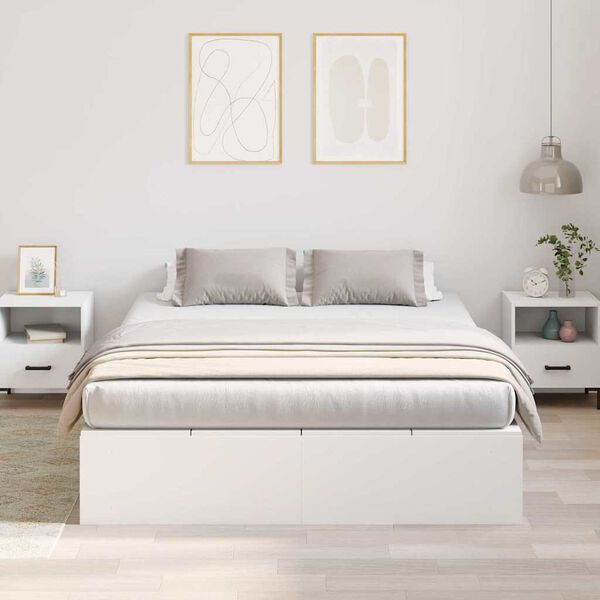 vidaXL Storage Bed Frame White 140 x 190 cm Engineered Wood