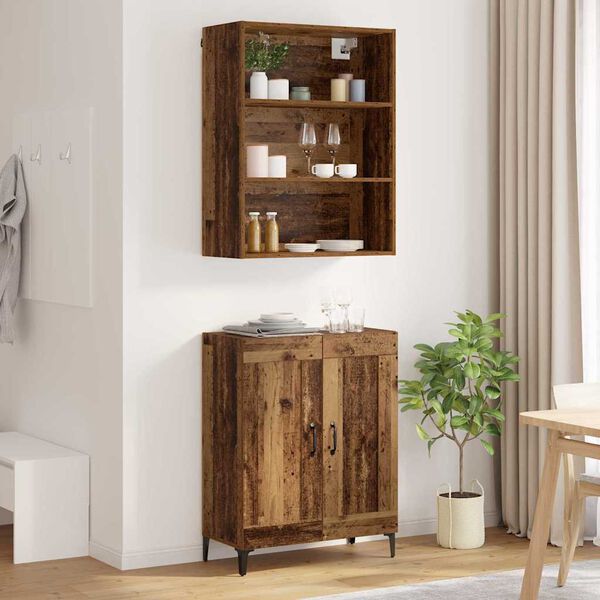 vidaXL Highboard 2 pcs Old wood Engineered Wood