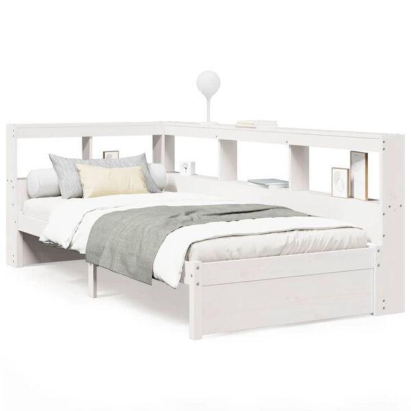 vidaXL Bookcase Bed without Mattress White 90x200 cm Solid Wood Pine
