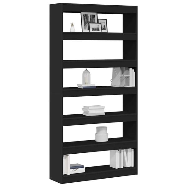 vidaXL Book Cabinet Black 100 x 30 x 198 cm Engineered Wood