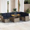 vidaXL 9 Piece Garden Sofa Set with Cushions Grey Poly Rattan Acacia