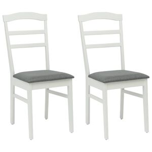 vidaXL Dining Chair 2 pcs Solid Rubber Wood White and Grey