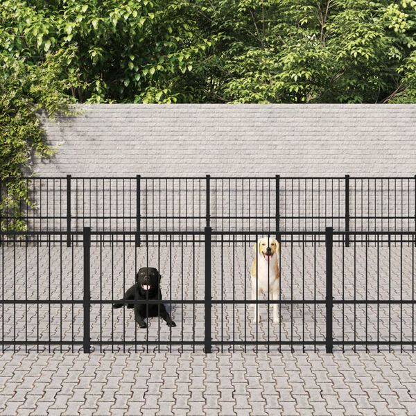 vidaXL Outdoor Dog Kennel Steel 56.45 m²