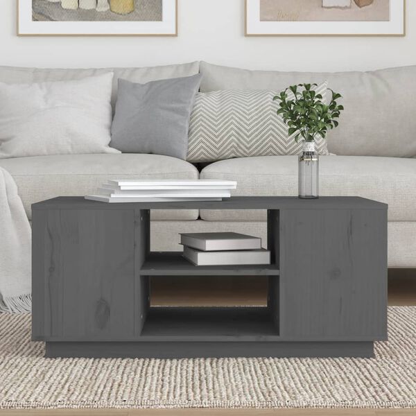 vidaXL Coffee Table Grey 90x49x40.5 cm Solid Wood Pine