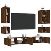 vidaXL 6 Piece TV Wall Cabinets with LED Lights Brown Oak