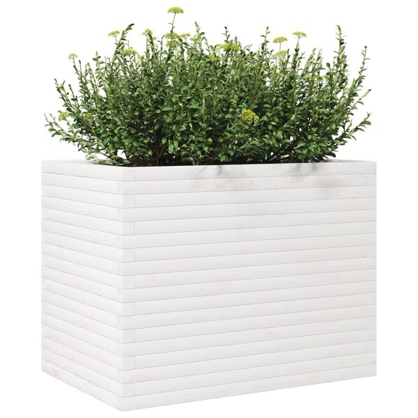 vidaXL Garden Planter White 90x60x68.5 cm Solid Wood Pine