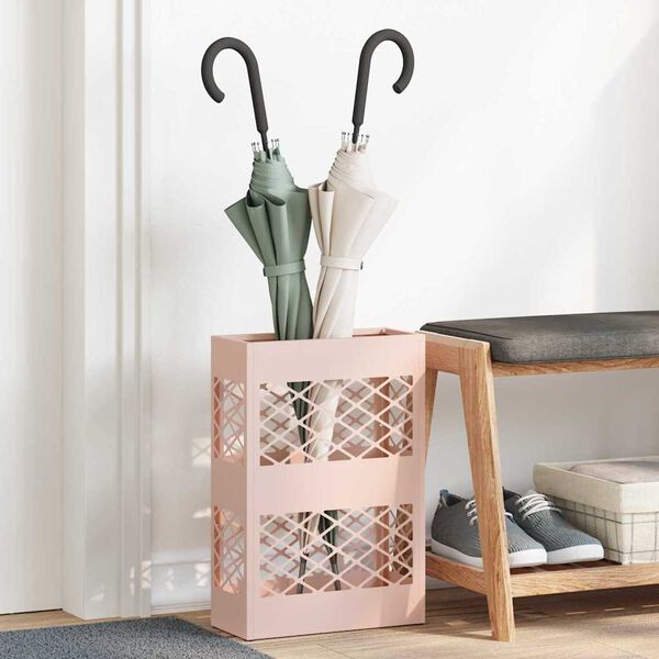 vidaXL Umbrella Stand with Storage Pink 28 x 12 x 41 cm Steel