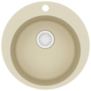 vidaXL Granite Kitchen Sink Single Basin Round Beige