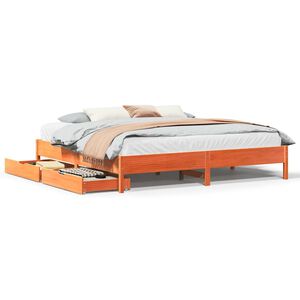 vidaXL Bed Frame without Mattress Wax Brown 200x200 cm Solid Wood Pine