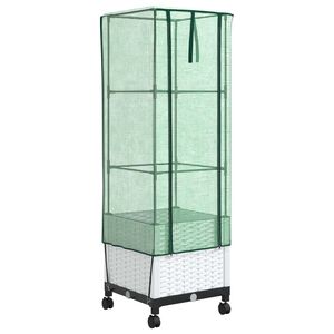 vidaXL Garden Planter with Greenhouse Cover&Wheels White PP